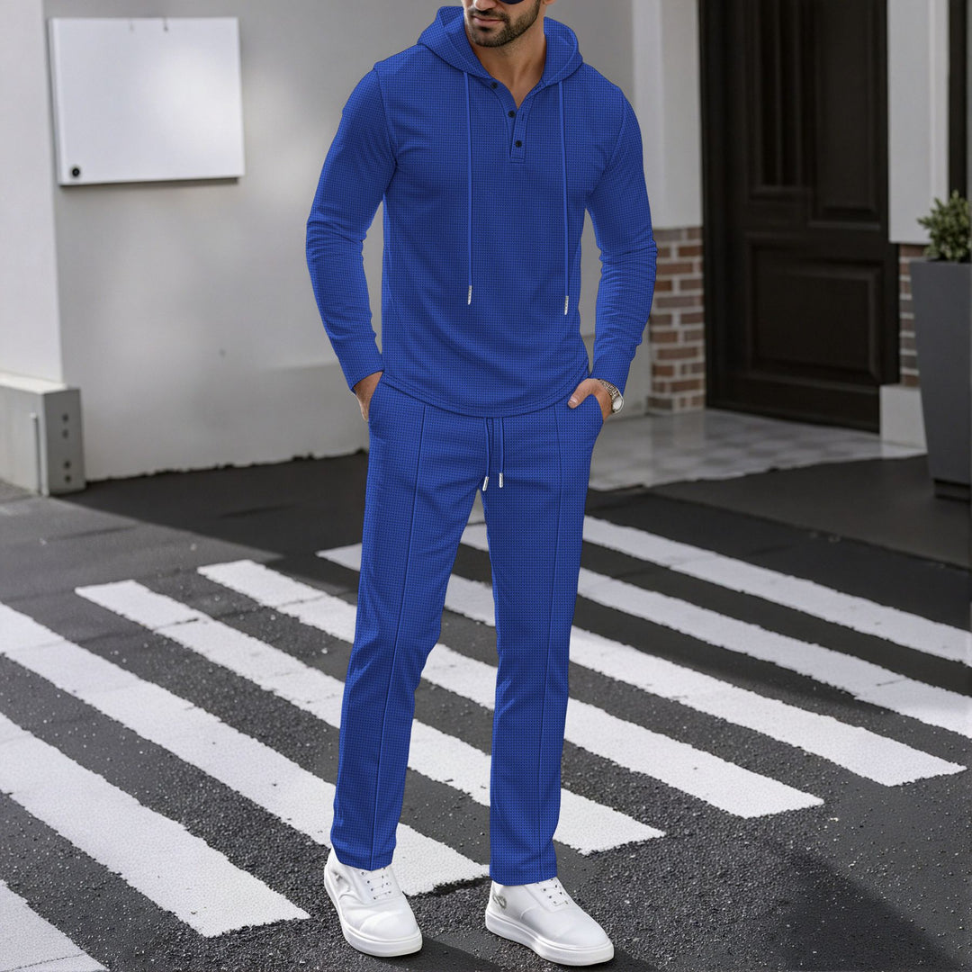 Herren Sportliches Zweiteiler Set mit atmungsaktivem Kapuzenoberteil und schlanker Jogginghose Echoarchiv