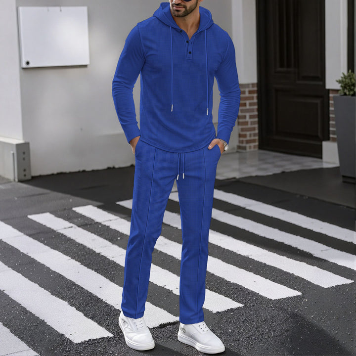 Herren Sportliches Zweiteiler Set mit atmungsaktivem Kapuzenoberteil und schlanker Jogginghose Echoarchiv