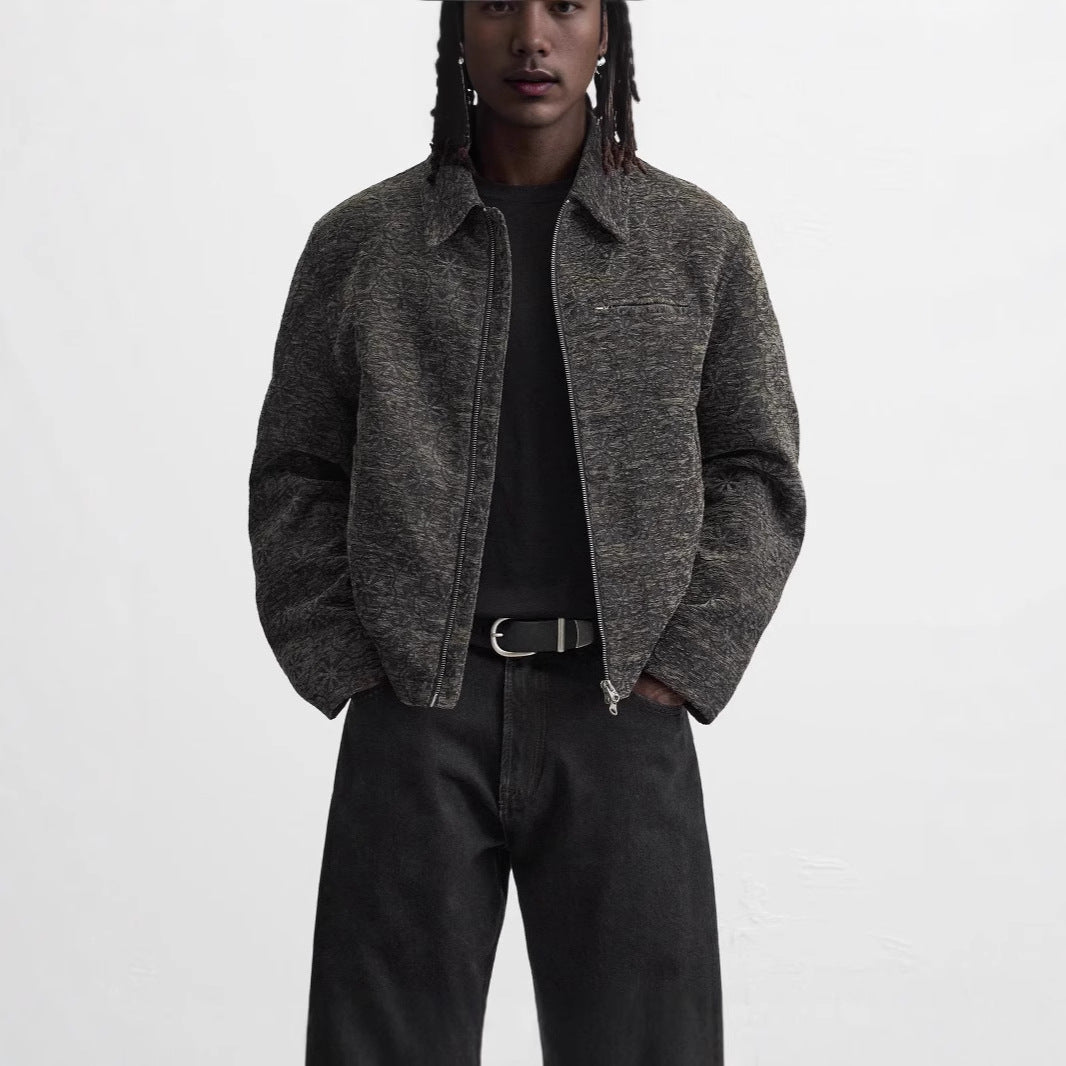 Herren Gewebter Wollmix-Zip‑Blouson mit Struktur und Hemdkragen Echo Archiv
