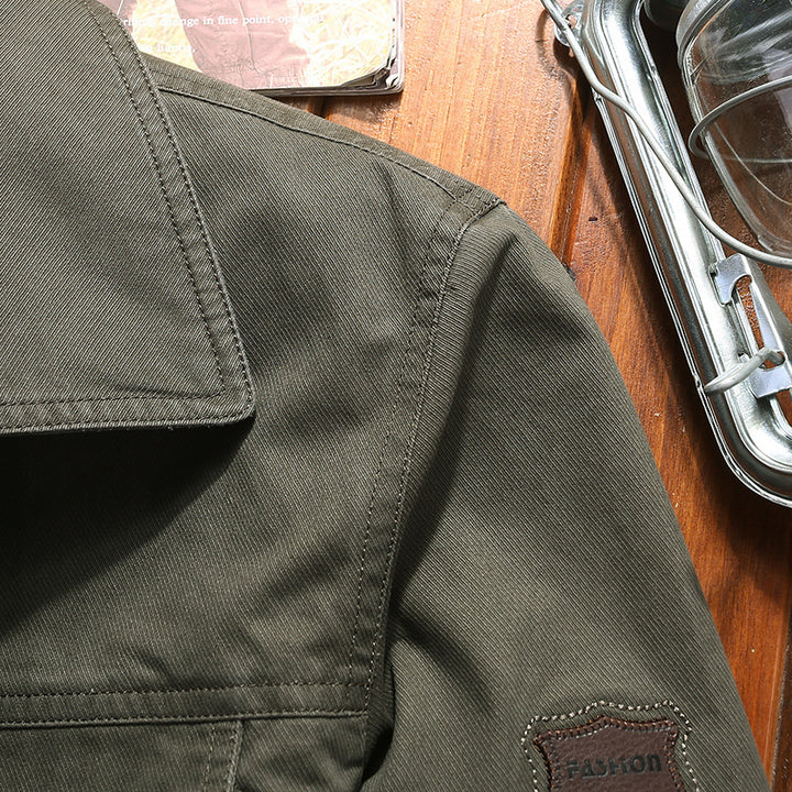 Herren robuste Canvas-Feldjacke mit Brusttasche Stickdetail und Hemdkragen Echoarchiv