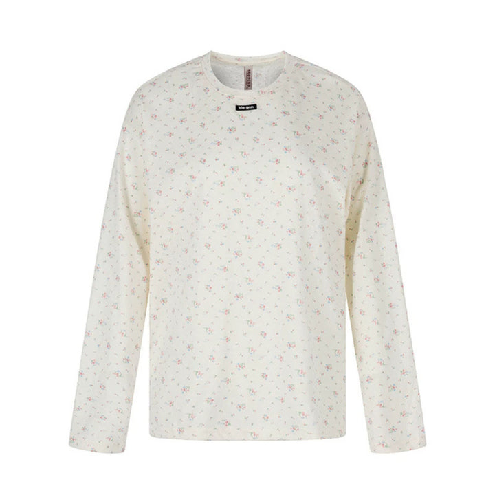 Damen Langarmshirt mit zartem Blumenprint und Rundhalsausschnitt Echoarchiv