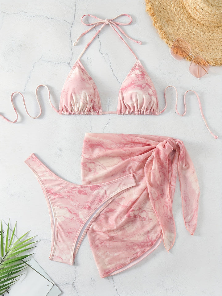 Damen Triangel-Bikini-Set mit elegantem Wickelsarong Echo Archiv