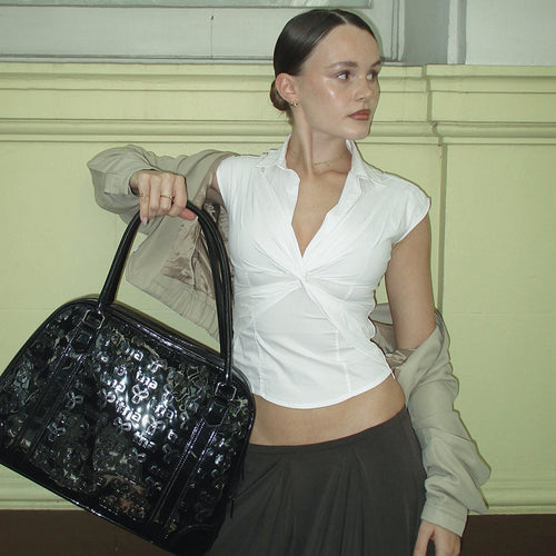 Damen elegante Kurzarmbluse mit knotenförmigem Design Echo Archiv