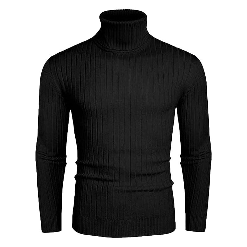 Herren Rollkragenpullover aus elastischem Strickmaterial mit feinem Rippendesign Echoarchiv