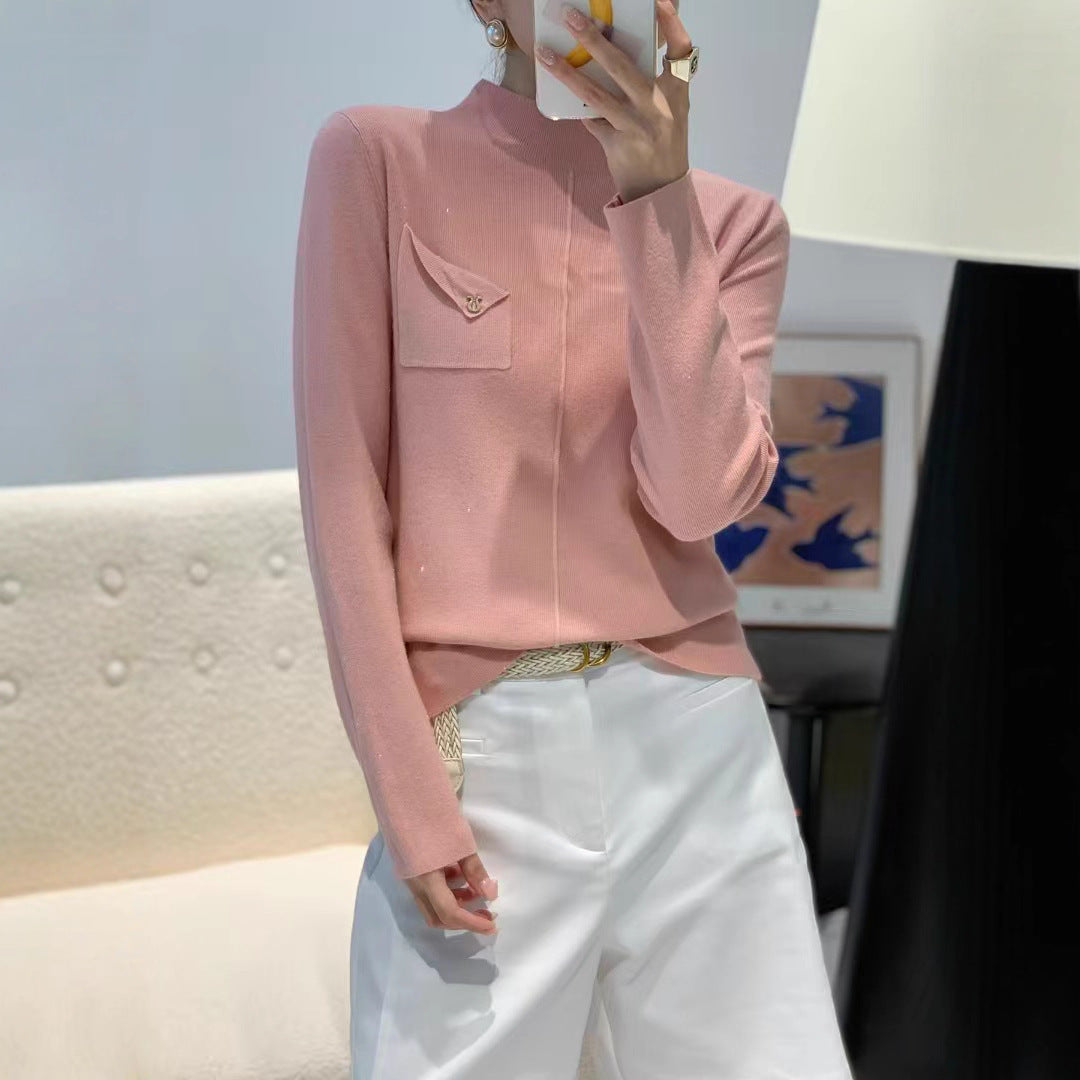 Damen Eleganter Pullover mit Stehkragen Echoarchiv