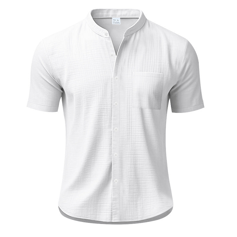 Herren Kurzarm-Henley-Shirt mit strukturiertem Design und Brusttasche Echoarchiv