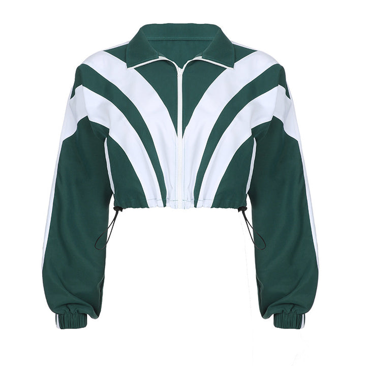 Damen nan kurz geschnittene sportliche Cropped-Bomberjacke mit durchgehendem Reißverschluss und tailliertem Kordelzug Echo Archiv