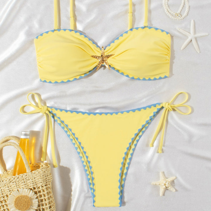 Damen Bikini-Set mit modischem Raffung und zeitloser Stern-Applikation Echo Archiv