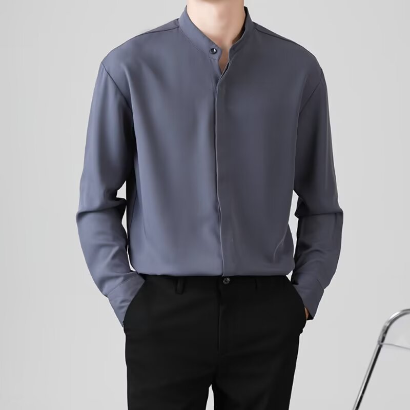 Herren Elegantes Stehkragenhemd – Tianoro
