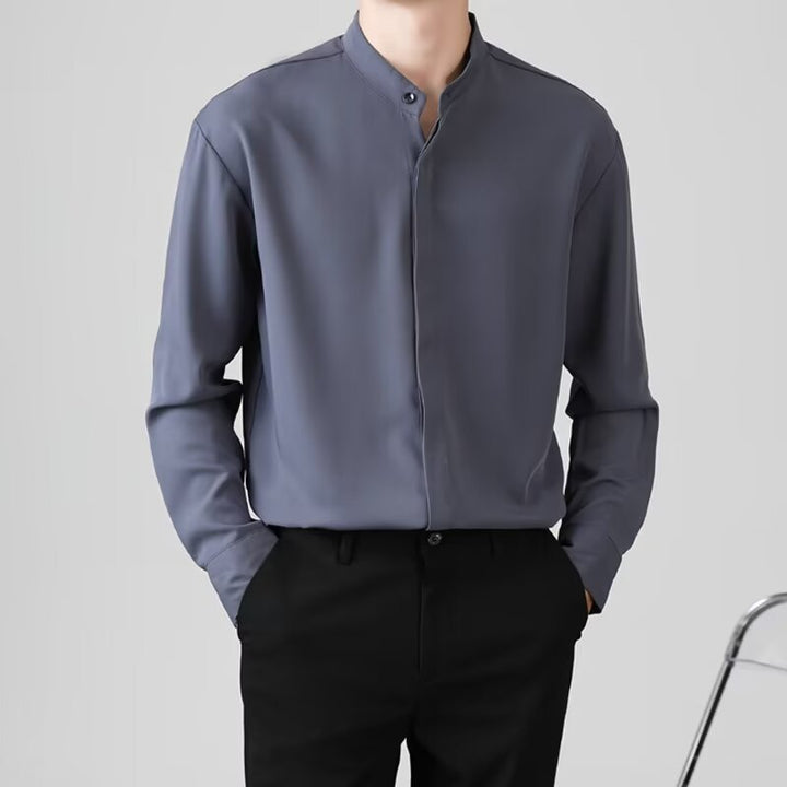 Herren Elegantes Stehkragenhemd – Tianoro