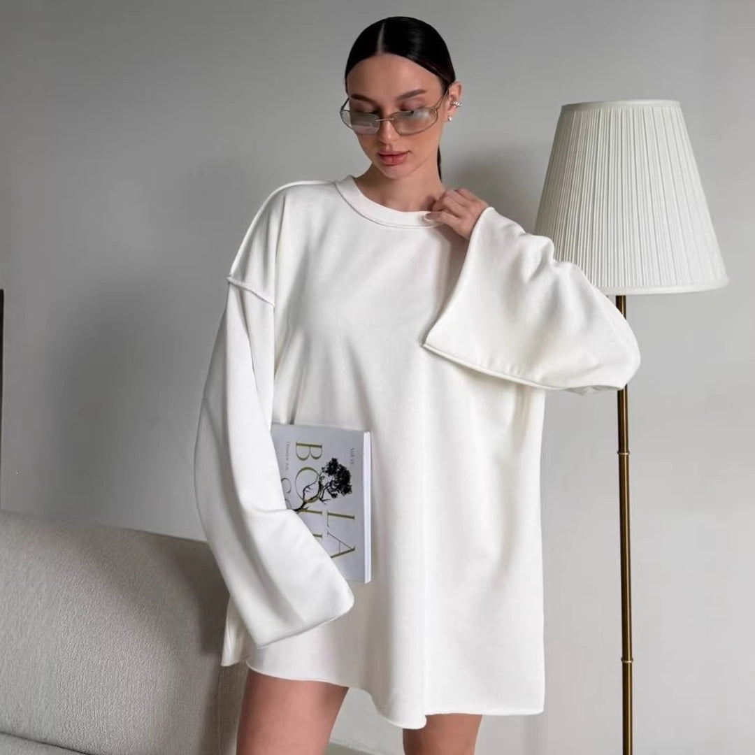 Damen Oversized Sweaterkleid mit weiten Trompetenärmeln – Mavelle