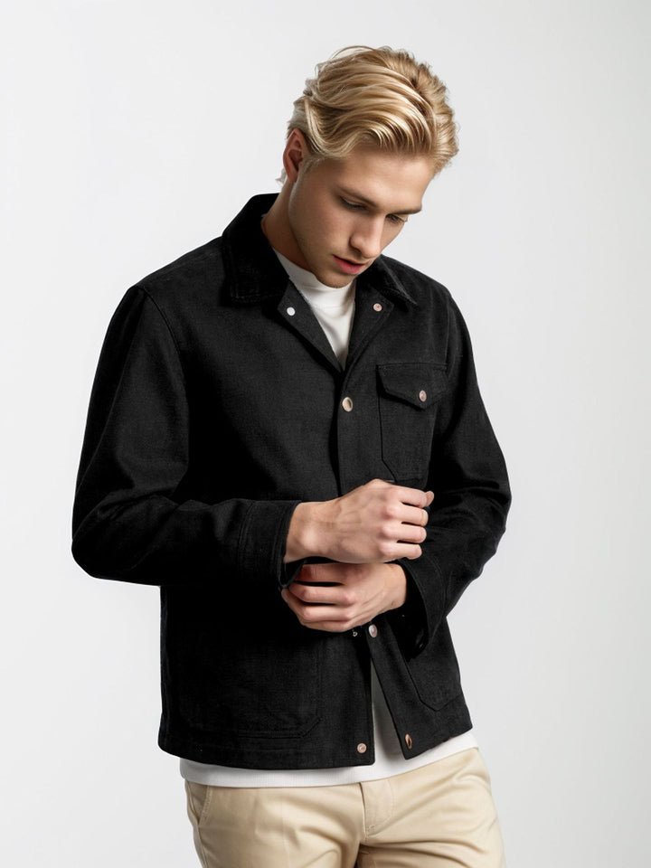 Herren Suedejacke mit modischem Design und praktischen Taschen Echoarchiv