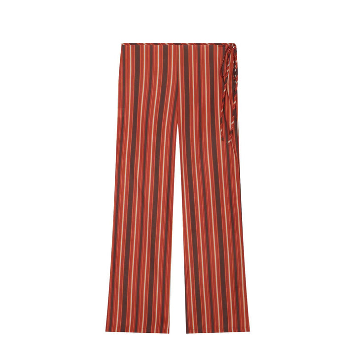 Damen Weite Highwaist-Hose mit vertikalen Streifen und seitlicher Bindeschlaufe Echo Archiv