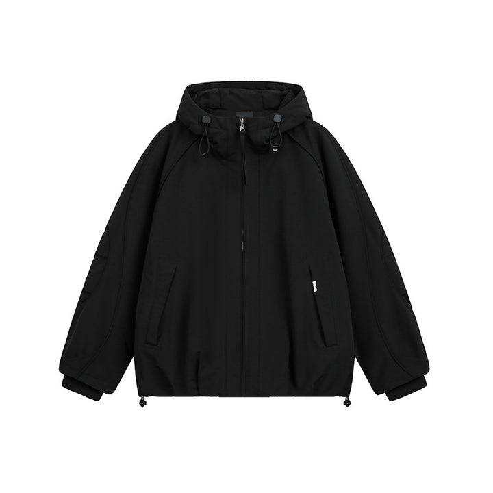 Damen Oversized wattierte Kapuzenjacke mit Raglanärmeln und Kordelzug Echoarchiv
