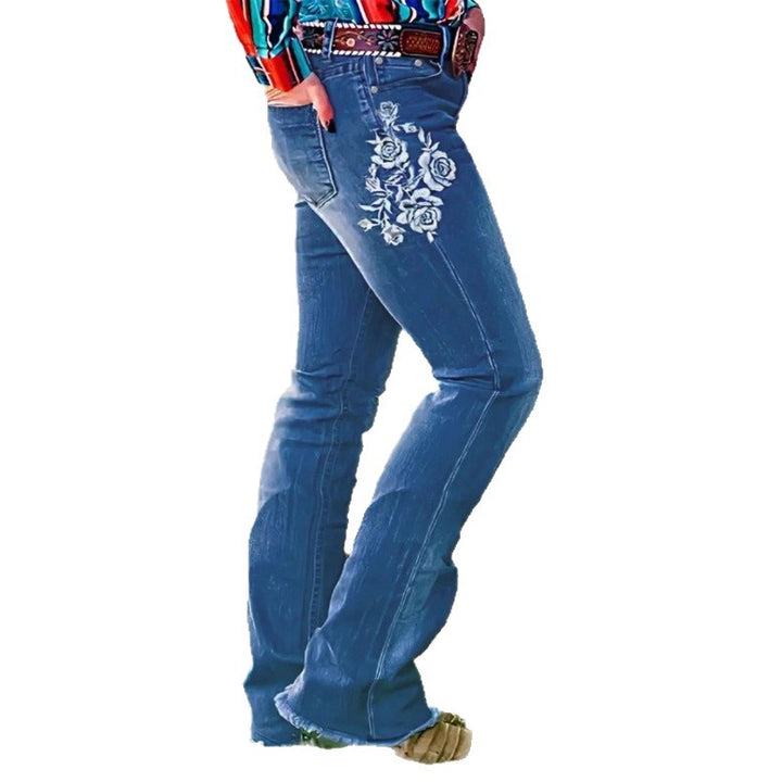 Damen Bootcut-Jeans im Western‑Stil mit dekorativer Stickerei und Used‑Effekt Echo Archiv
