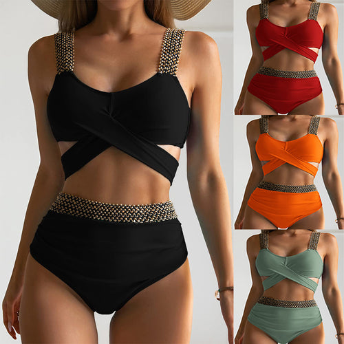 Damen Hochgeschnittener Bikinisuit mit glamourösen Details Echo Archiv