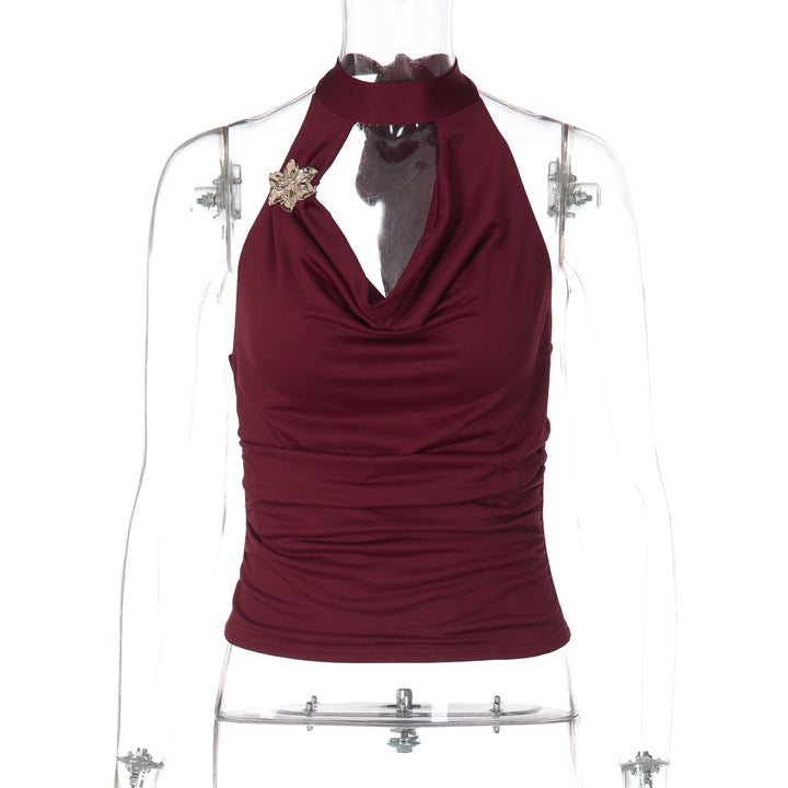 Damen Elegantes Haltertop mit geschmeidigem Sitz und funkelndem Schmuckdetail Echo Archiv