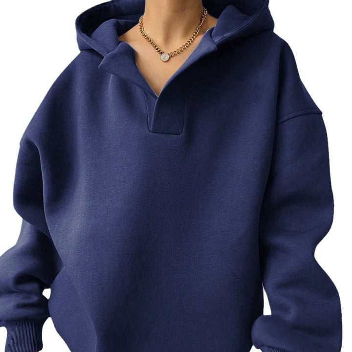 Damen Oversized Kapuzenpullover mit halbem Reißverschluss Echoarchiv