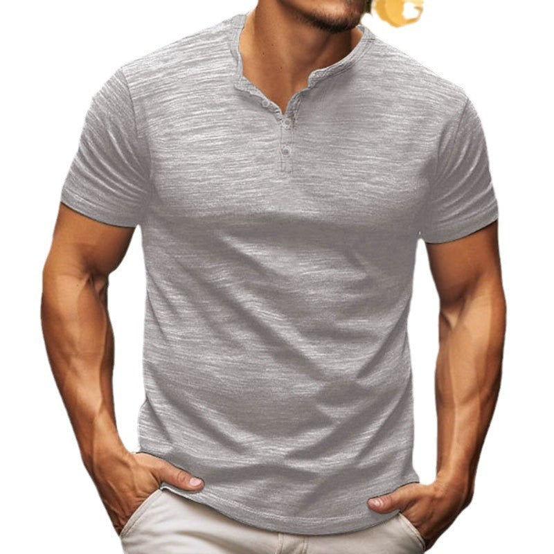 Herren Kurzarm-T-Shirt mit Knopfleiste – Marzano