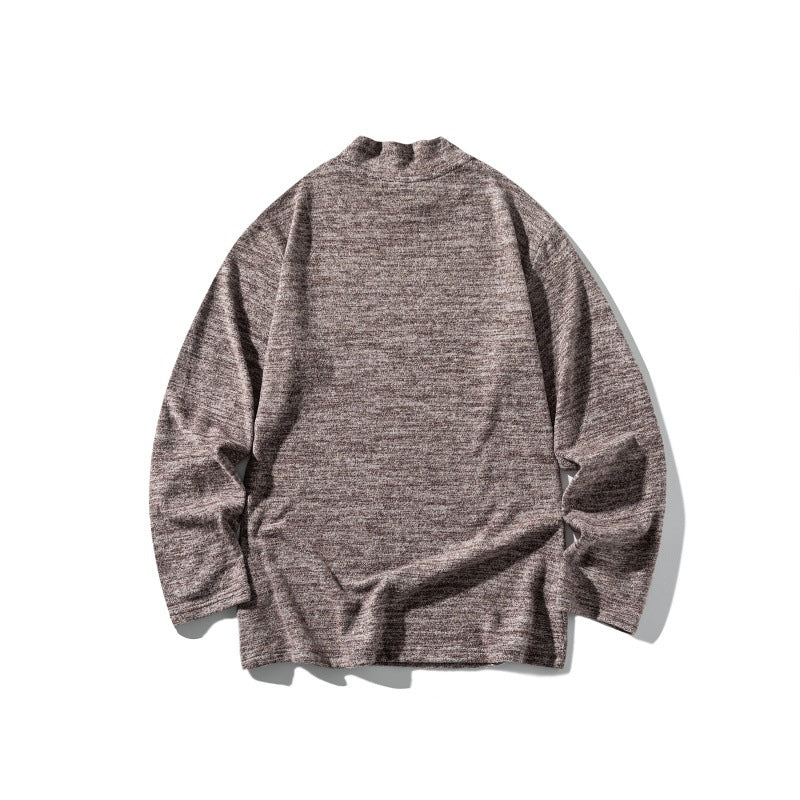 Unisex Feinstrick-Mockneck-Pullover mit melierter Struktur und relaxed Fit Echoarchiv