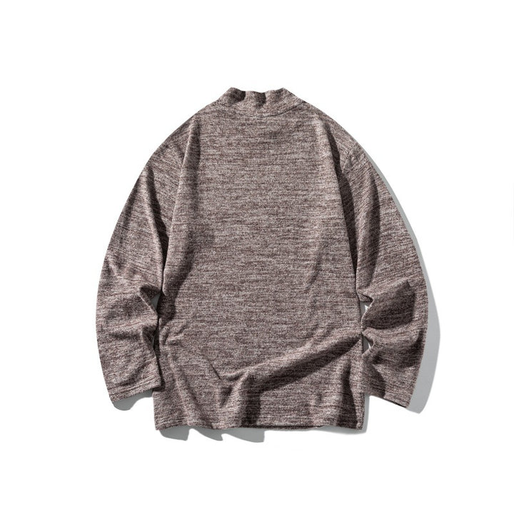 Unisex Feinstrick-Mockneck-Pullover mit melierter Struktur und relaxed Fit Echoarchiv