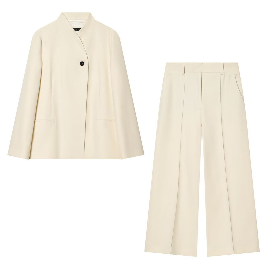 Damen Zweiteiliges Anzugs-Set mit Oversize-Longblazer und High-Waist Bundfaltenhose Echo Archiv