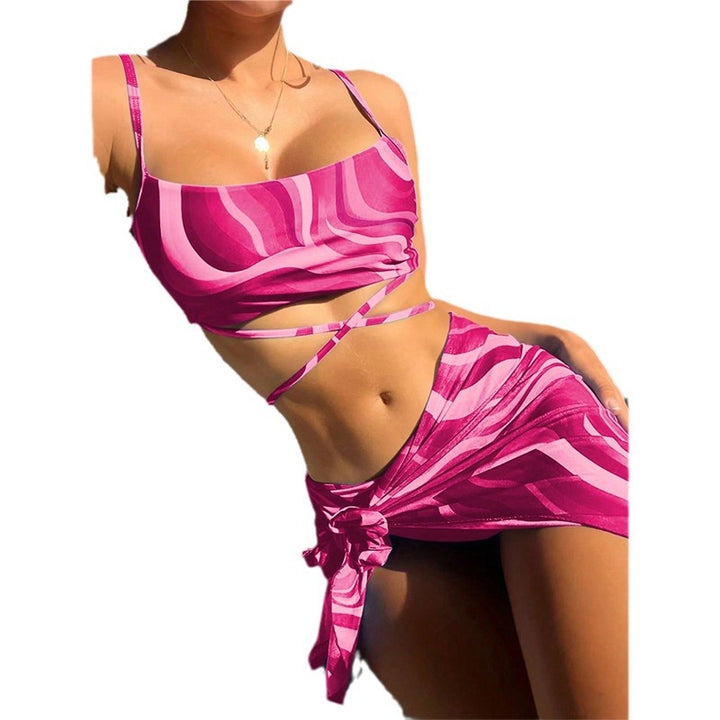 Damen Bikini-Set mit raffinierten Wickeldetails und modischem Streifenmuster Echo Archiv