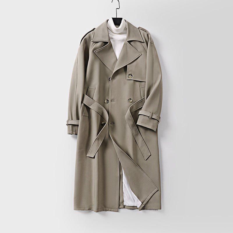 Damen Zweireihiger Oversized Trenchcoat mit weitem Schalkragen und Bindegürtel Echoarchiv