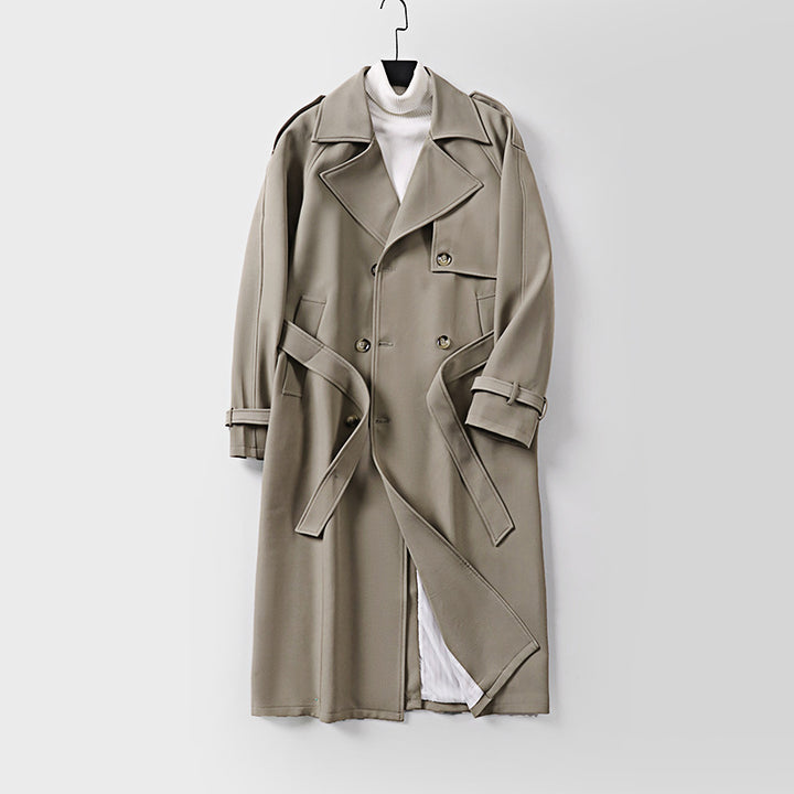 Damen Zweireihiger Oversized Trenchcoat mit weitem Schalkragen und Bindegürtel Echoarchiv