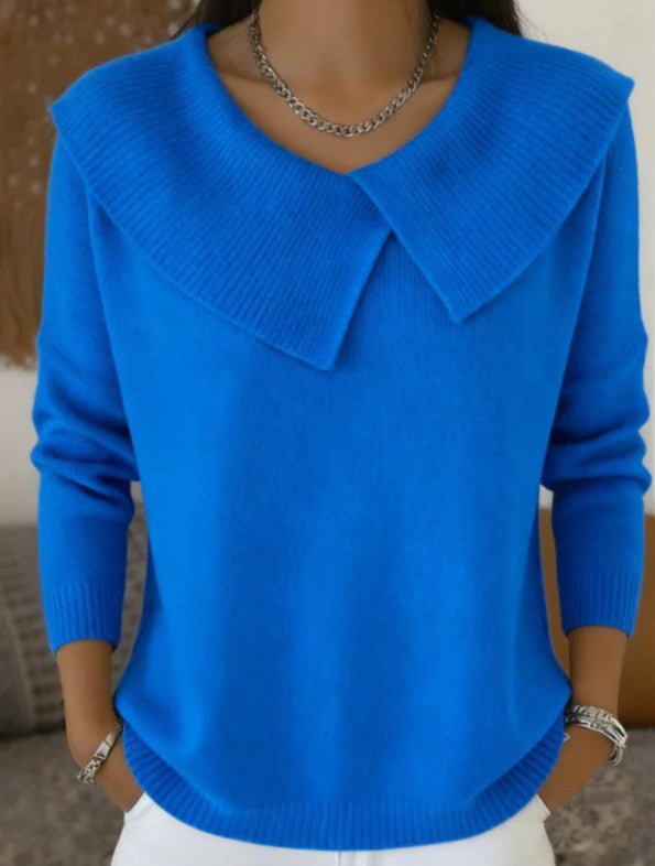 Damen nan grobgestrickter Pullover mit übergroßem Matrosenkragen und gerippten Abschlüssen Echo Archiv