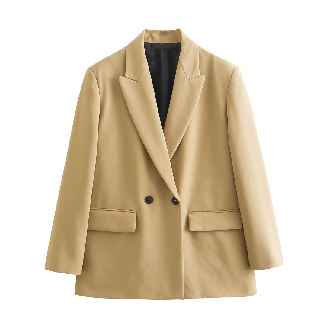 Damen Doppelreiher-Blazer mit Reverskragen, längerem Oversize-Schnitt und Pattentaschen Echo Archiv