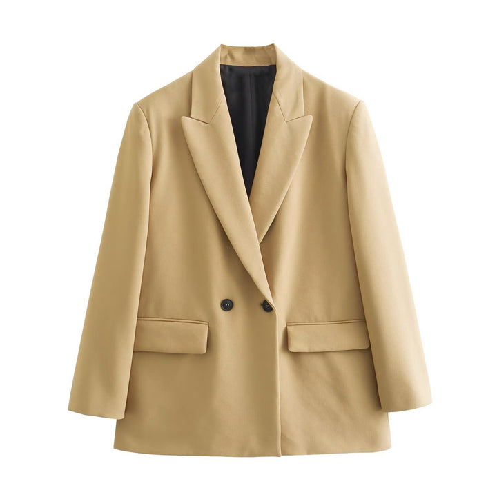 Damen Doppelreiher-Blazer mit Reverskragen, längerem Oversize-Schnitt und Pattentaschen Echo Archiv