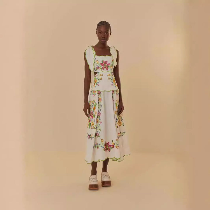 Damen Sommerkleid mit aufwendiger floralem Stickdesign Echo Archiv