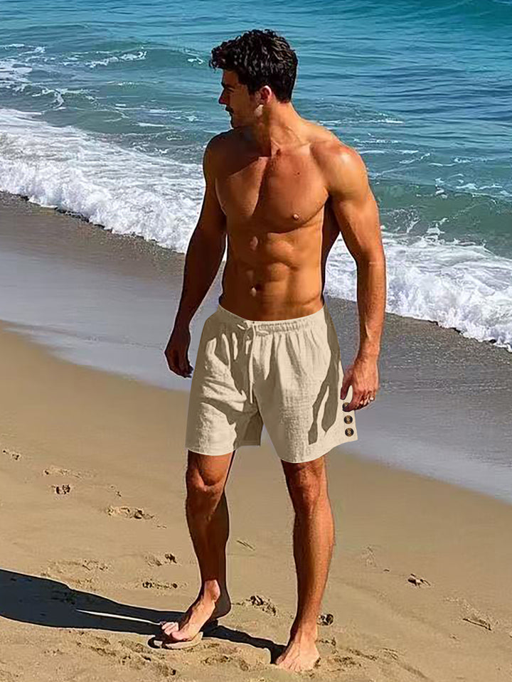 Herren lässige, atmungsaktive Strandshorts mit elastischem Bund und modernen Knopfdetails Echoarchiv