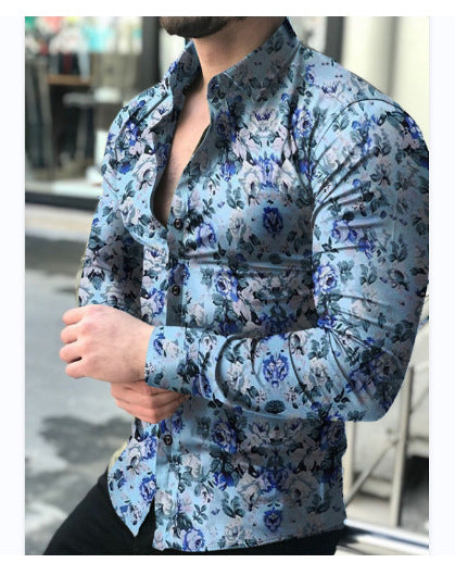 Herren nan figurbetontes Langarmhemd mit feinem Ornamentmuster und stretch Baumwollmischung Echo Archiv