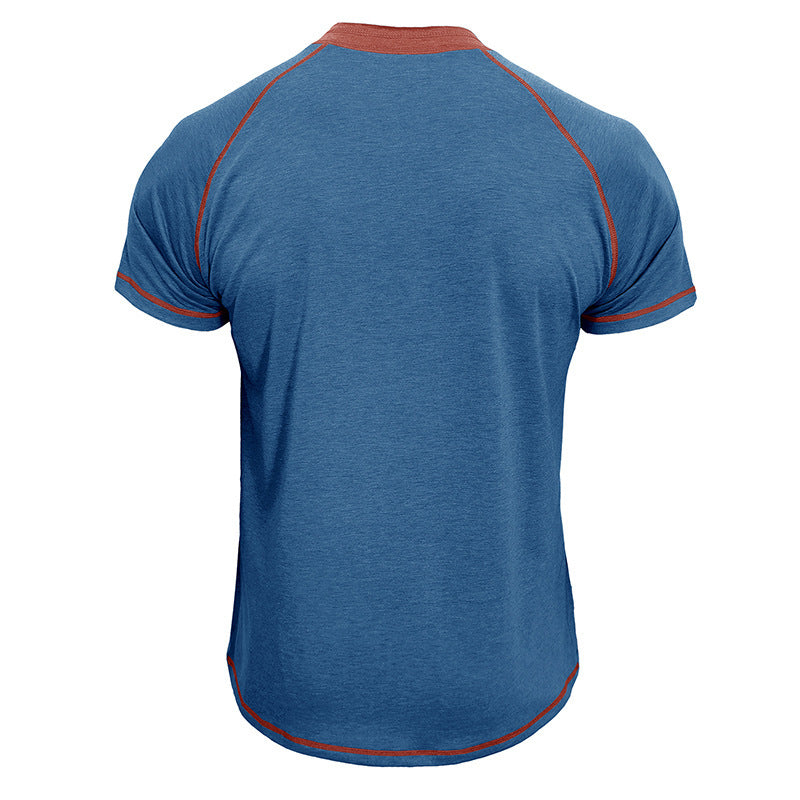 Herren Henley-Shirt mit kontrastierenden Nähten und Knopfleiste Echoarchiv