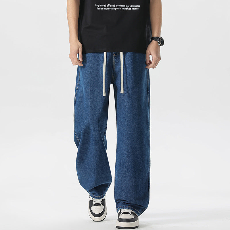 Herren Oversize Denim-Baggyhose mit Kordelzug und stonewashed Baumwollmix Echo Archiv