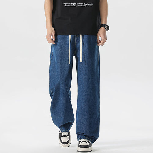 Herren Oversize Denim-Baggyhose mit Kordelzug und stonewashed Baumwollmix Echo Archiv
