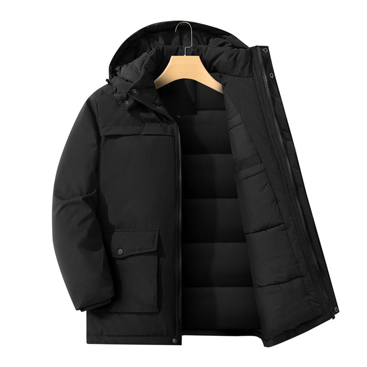 Herren Winterparka mit wärmendem Teddyfutter, abnehmbarer Kapuze und hoher Stehkragen – Marzano