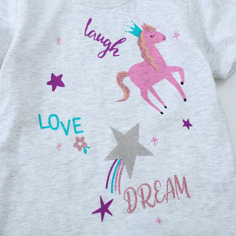 Mädchen T-Shirt mit buntem Einhorn-Design und inspirierendem Schriftzug Echo Archiv