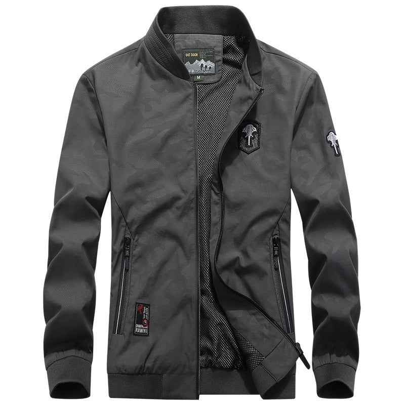 Herren Leichte wasserabweisende Bomberjacke mit Meshfutter und Patch‑Applikationen – Brevano