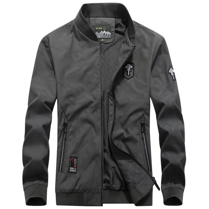 Herren Leichte wasserabweisende Bomberjacke mit Meshfutter und Patch‑Applikationen – Brevano