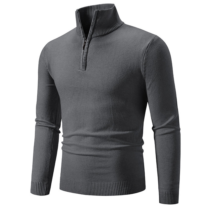 Herren nan Feinstrick-Halbzip-Pullover mit Rippen-Stehkragen und schmaler Passform Echo Archiv