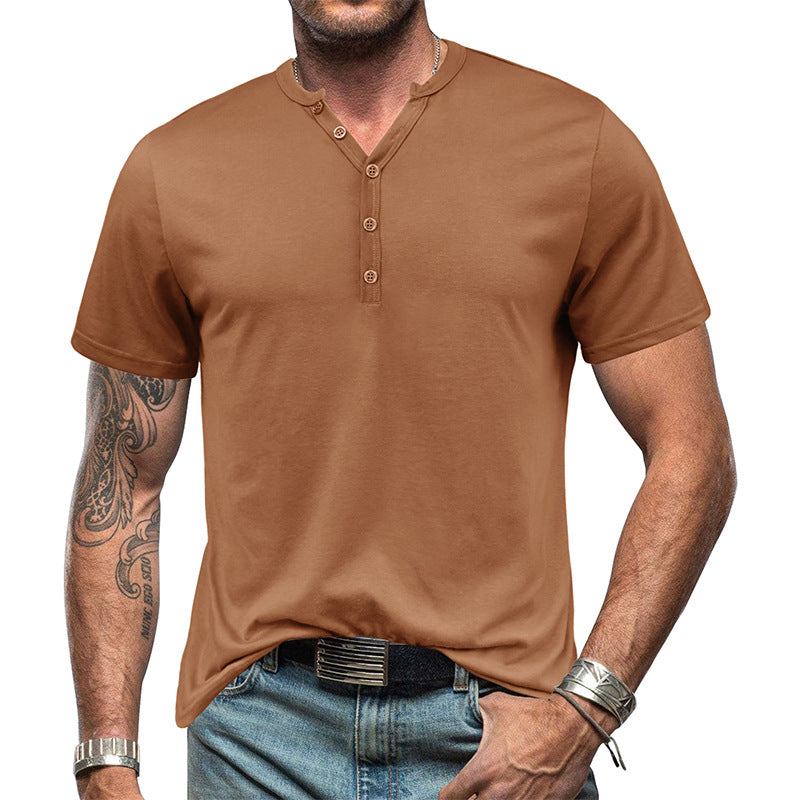 Herren Kurzarm Henley-Shirt mit strukturierter Knopfleiste und modernem Design Echoarchiv