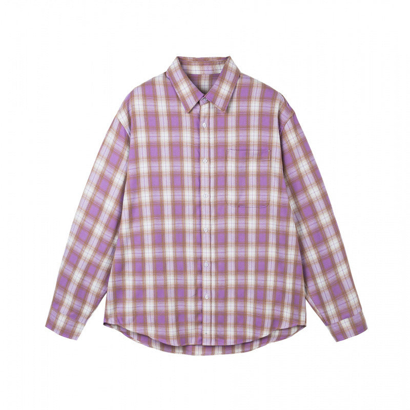 Damen Oversize-Kariertes Hemd im Flanell-Look mit abgerundetem Saum und Brusttasche Echo Archiv