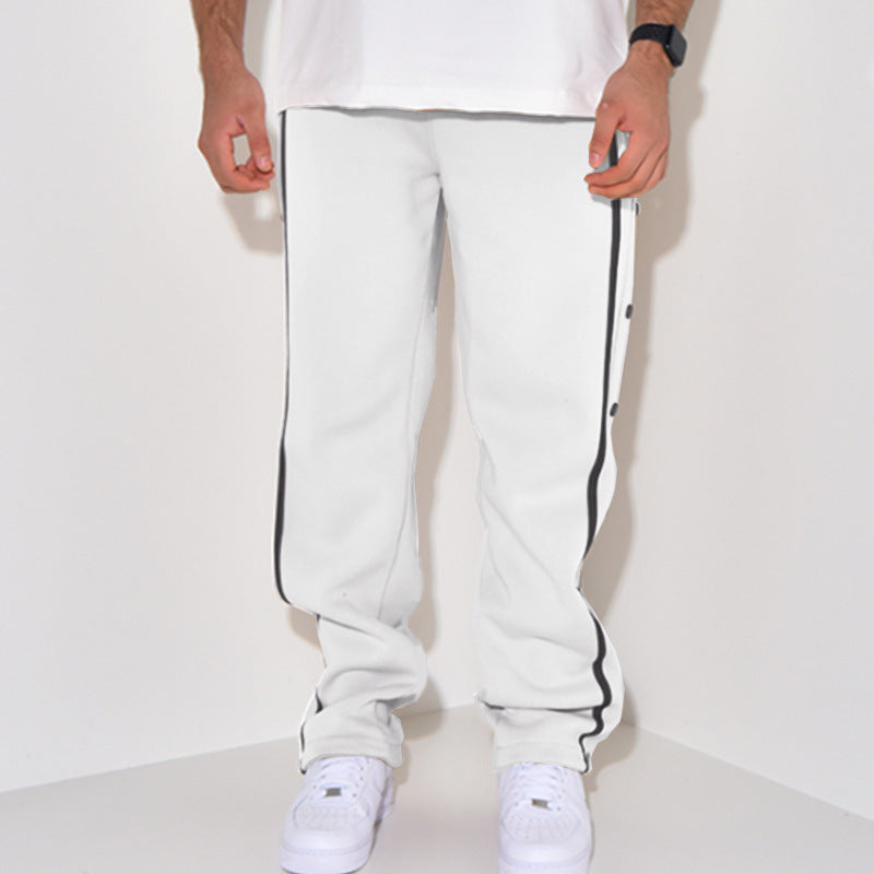 Herren Snap-Trackhose mit seitlichem Kontraststreifen, Druckknopf-Leiste und elastischem Bund Echoarchiv