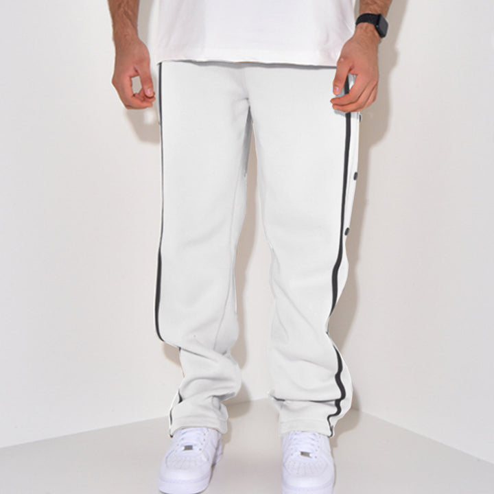 Herren Snap-Trackhose mit seitlichem Kontraststreifen, Druckknopf-Leiste und elastischem Bund Echoarchiv