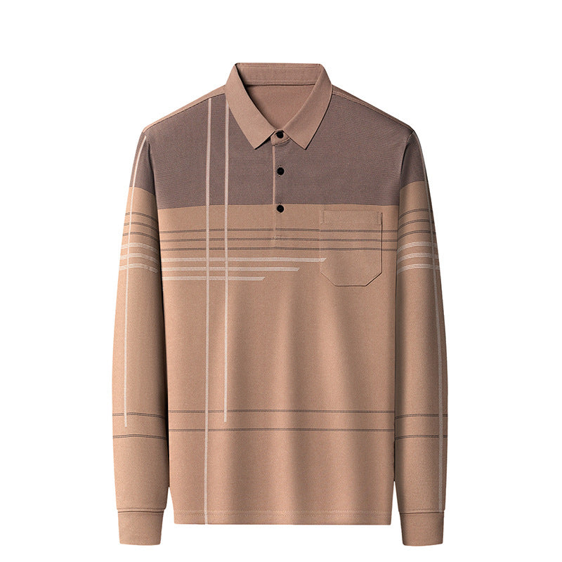 Herren langärmliges Poloshirt mit modernem Grafikdesign Echoarchiv