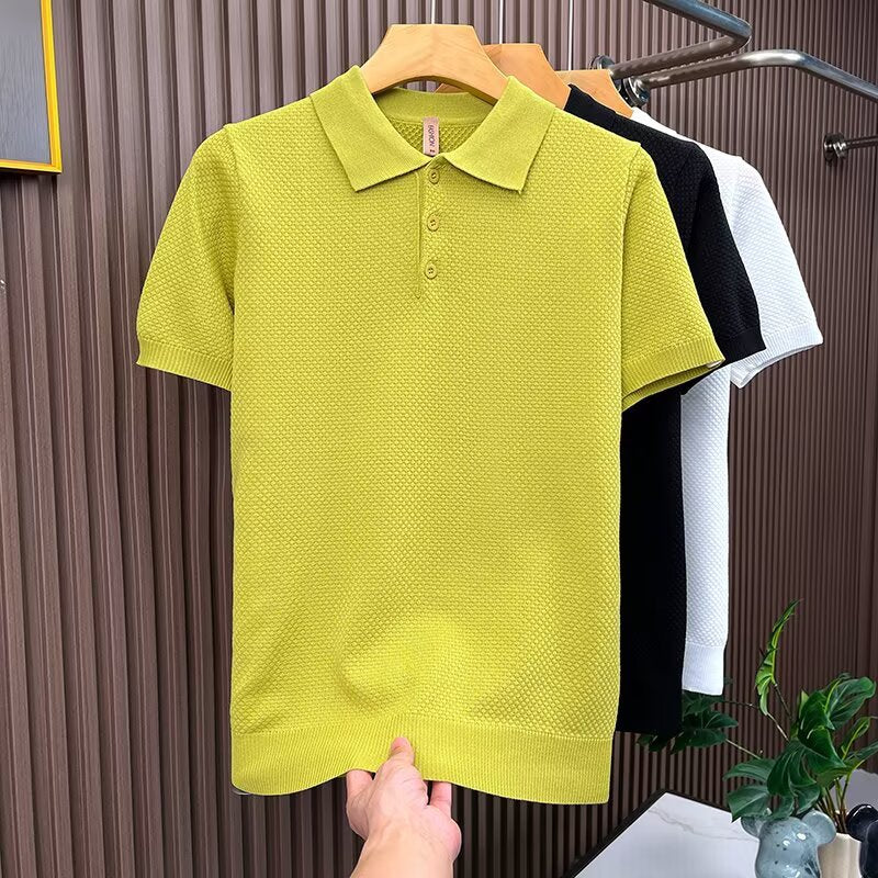 Herrenmode Poloshirt mit kurzen Ärmeln und Struktur Echo Archive