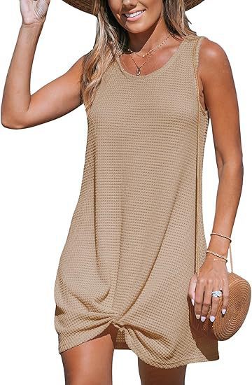 Damen lässiges Sommerkleid aus strukturierter Baumwolle mit verspieltem Knoten Echo Archiv